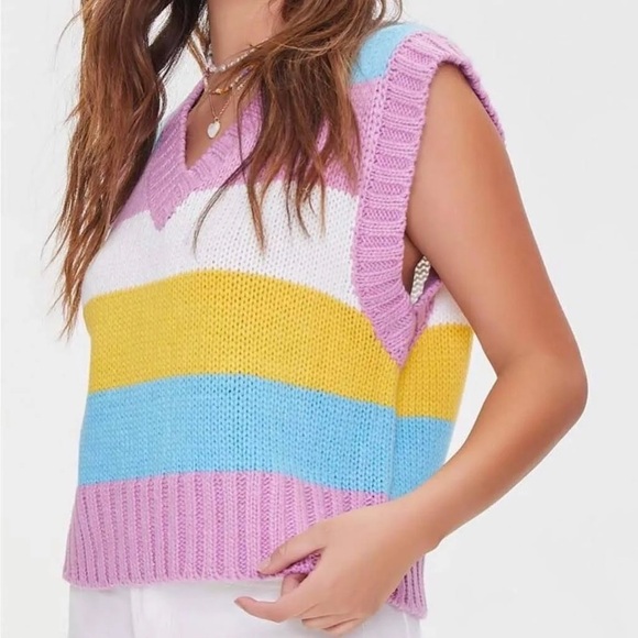 Forever 21 Colorblock Sweater Vest Size Medium NEW - Picture 1 of 7